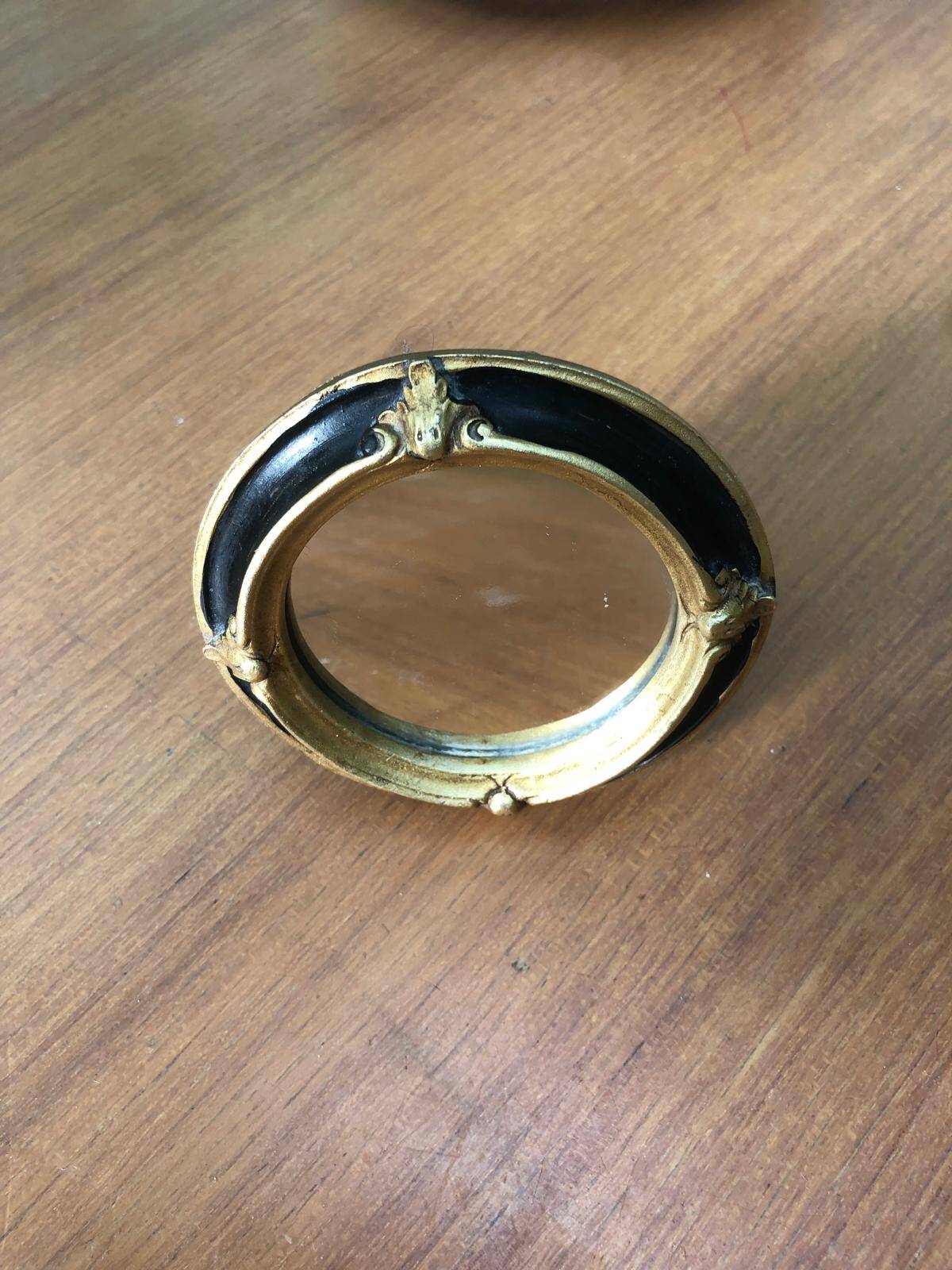 Petit miroir ancien bois noir et doré