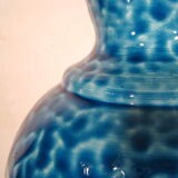 Vase signed blue modernist ceramic bottle bouhey 1973