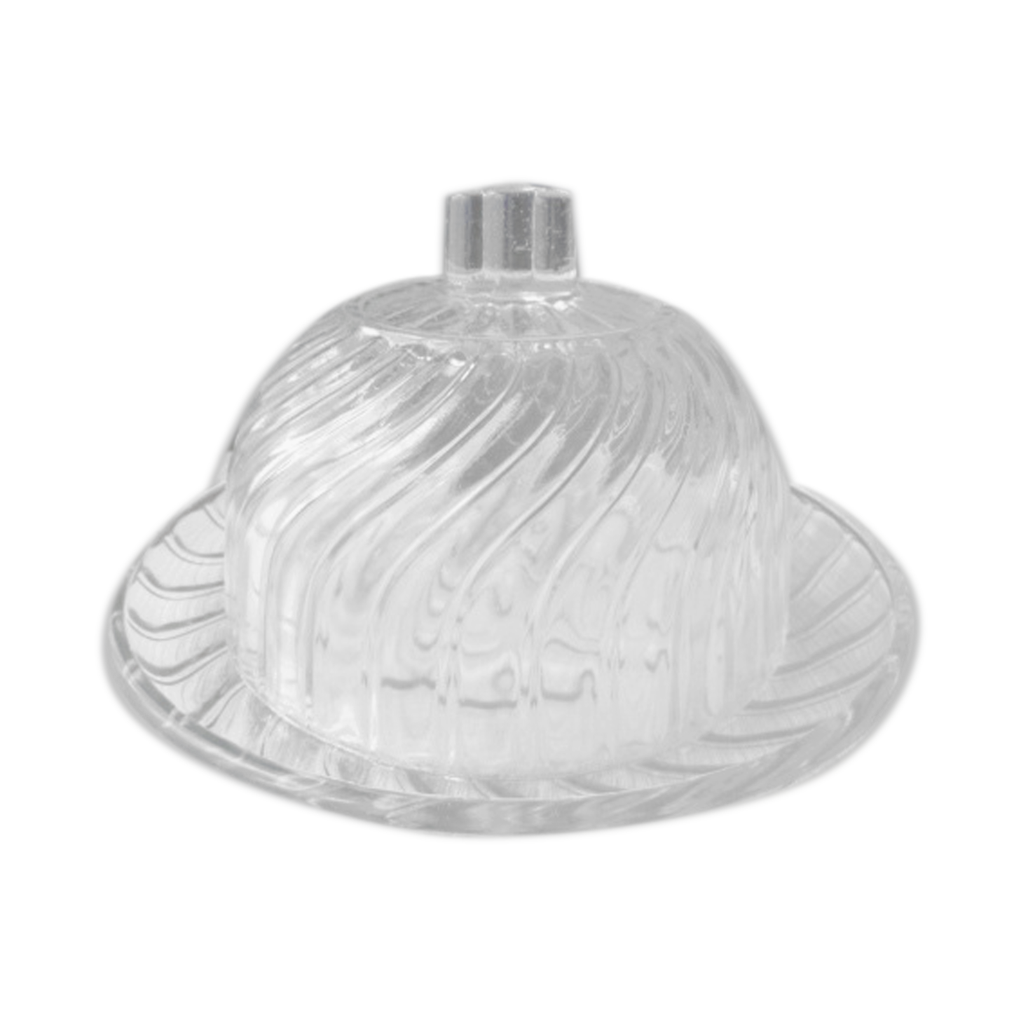 Cheese bell on its moulded pressed glass tray