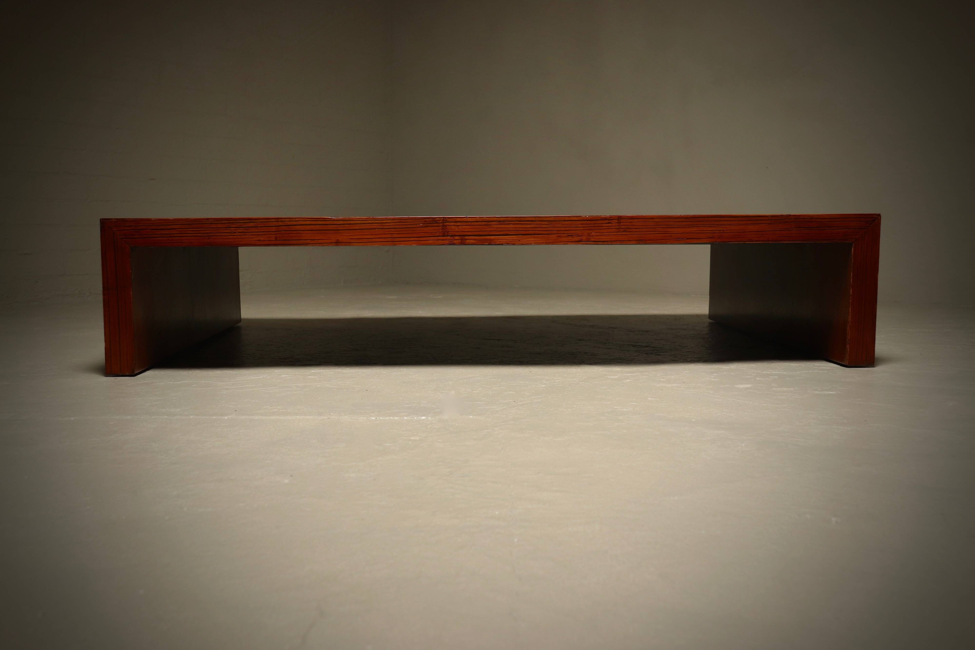Large Bamboo Coffee Table in the Style of Axel Vervoordt 1980s