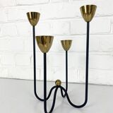 Brass and metal candlestick by Gunnar Ander for Ystad Metall, Sweden, 1950s