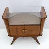 Pair of Art Deco Italian Briar Walnut Bedside Tables, 1930s