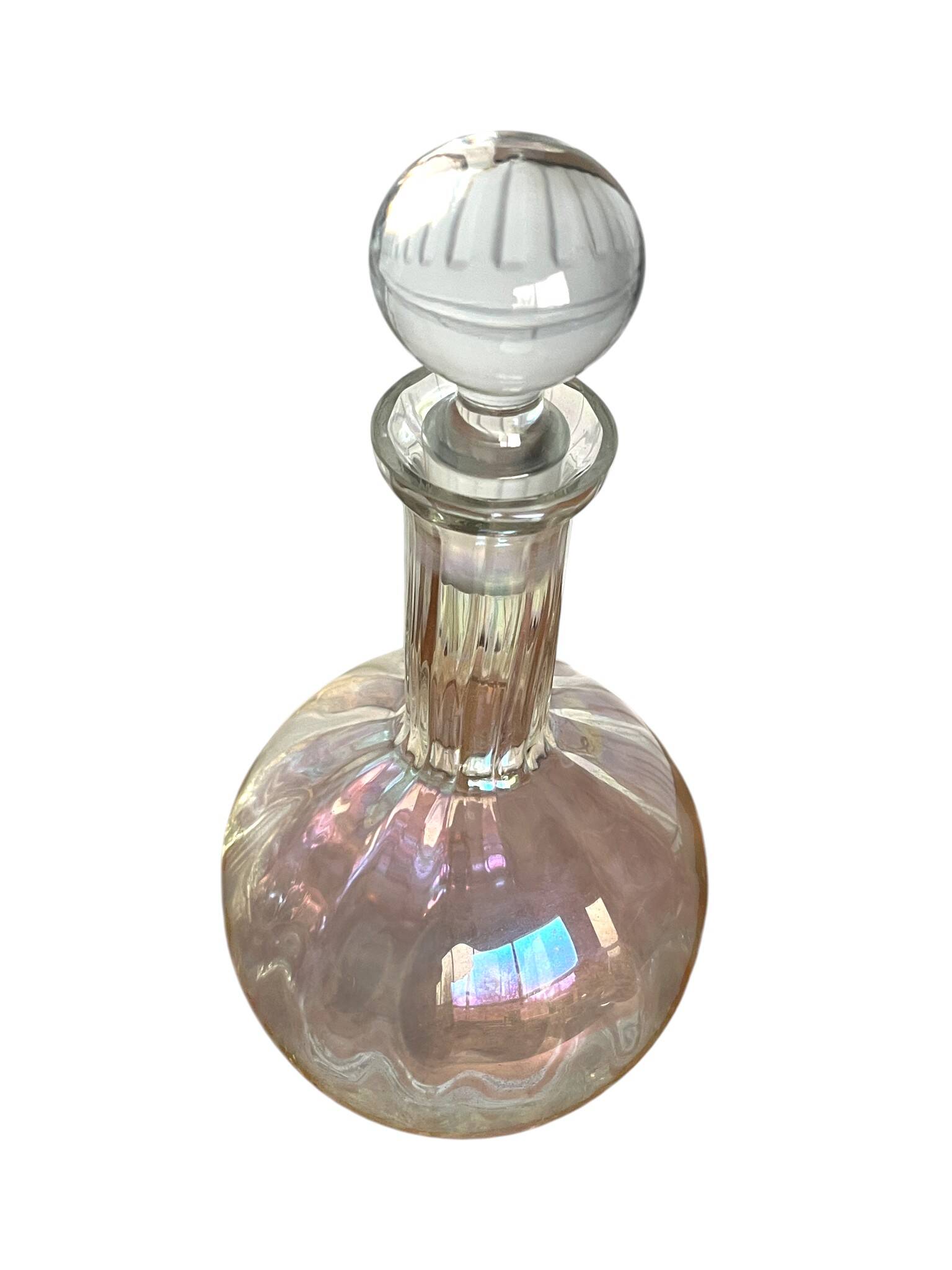 Round iridescent glass carafe, 20th century
