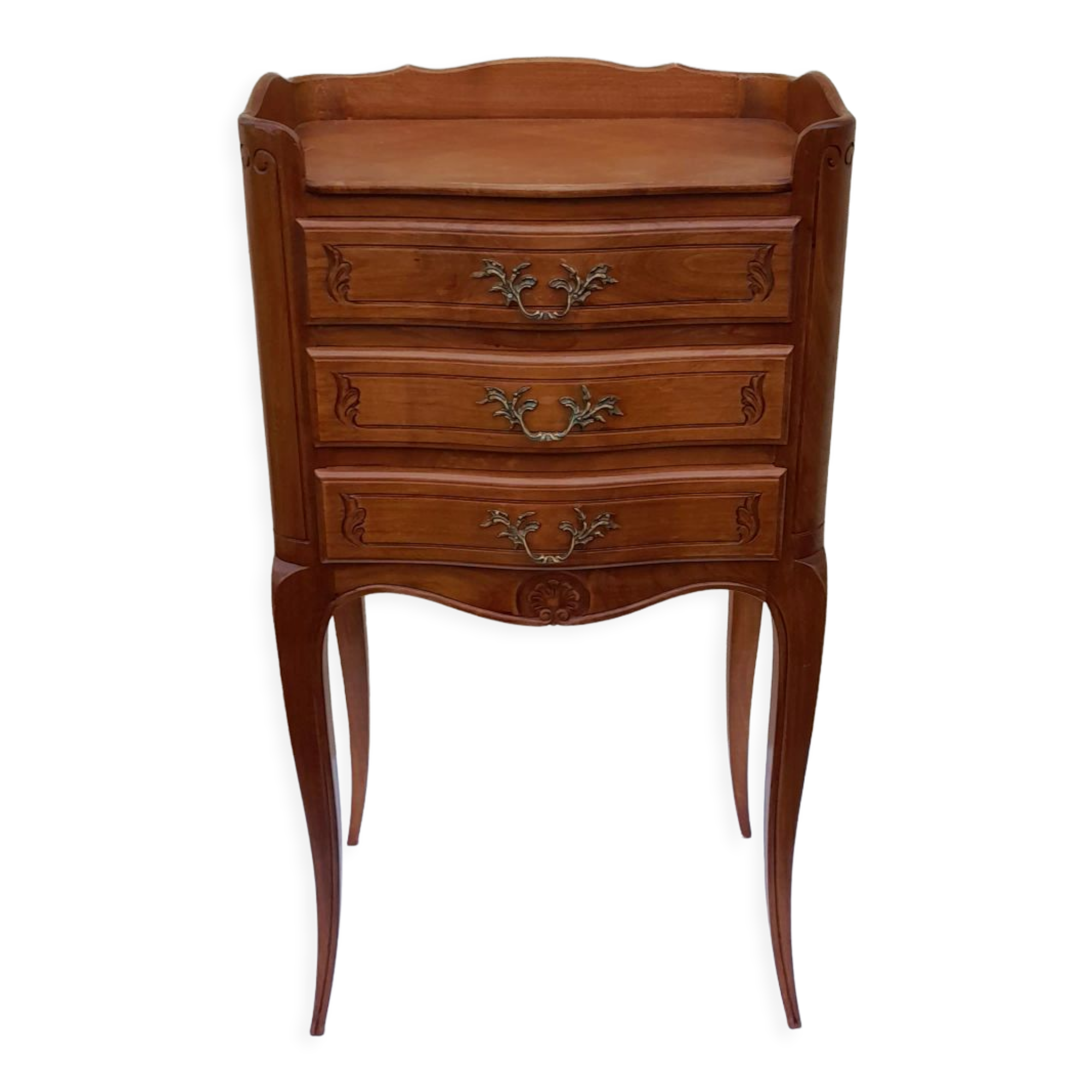 Bedside table 3 drawers Louis XV style