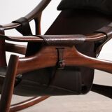 Liceu de Artes e Oficios rocking chair with ottoman, Brazil 1960s