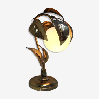 Lamp leaves opaline vintage ball