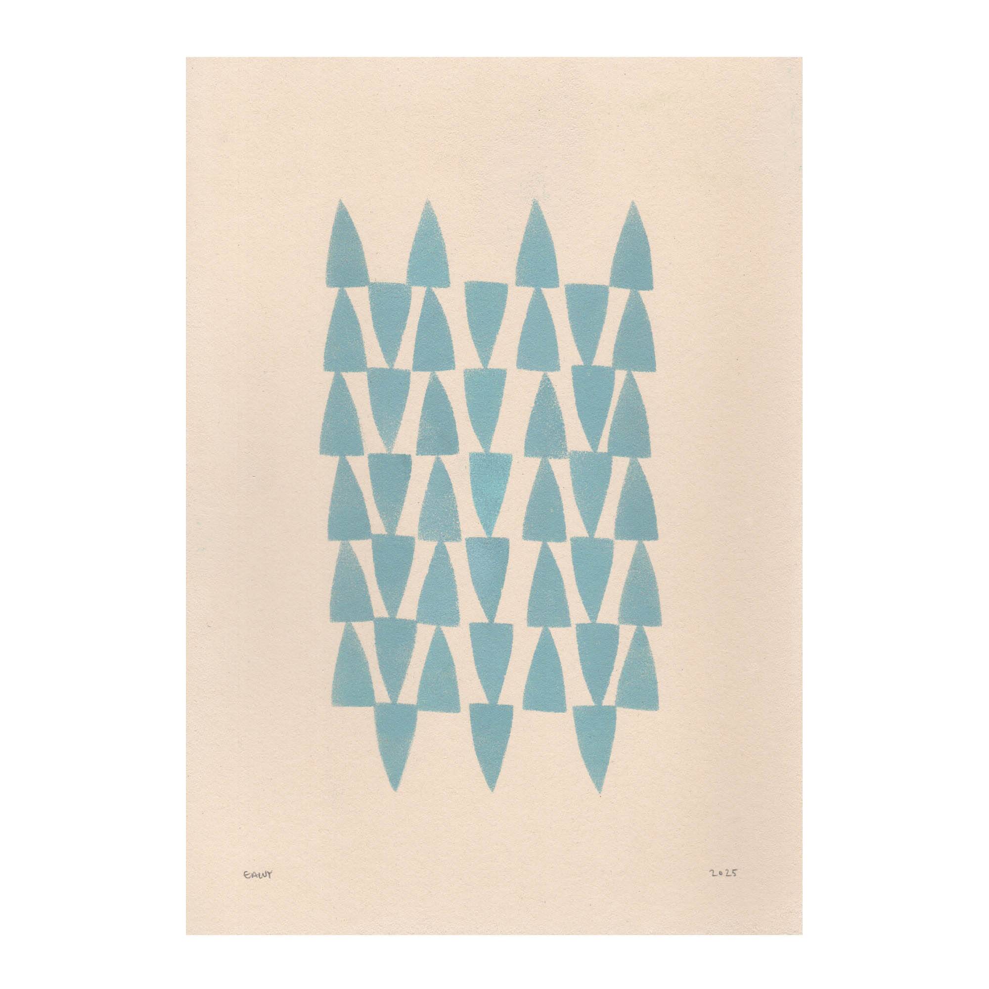 Abstract painting on E14 blue-grey paper signed Eawy