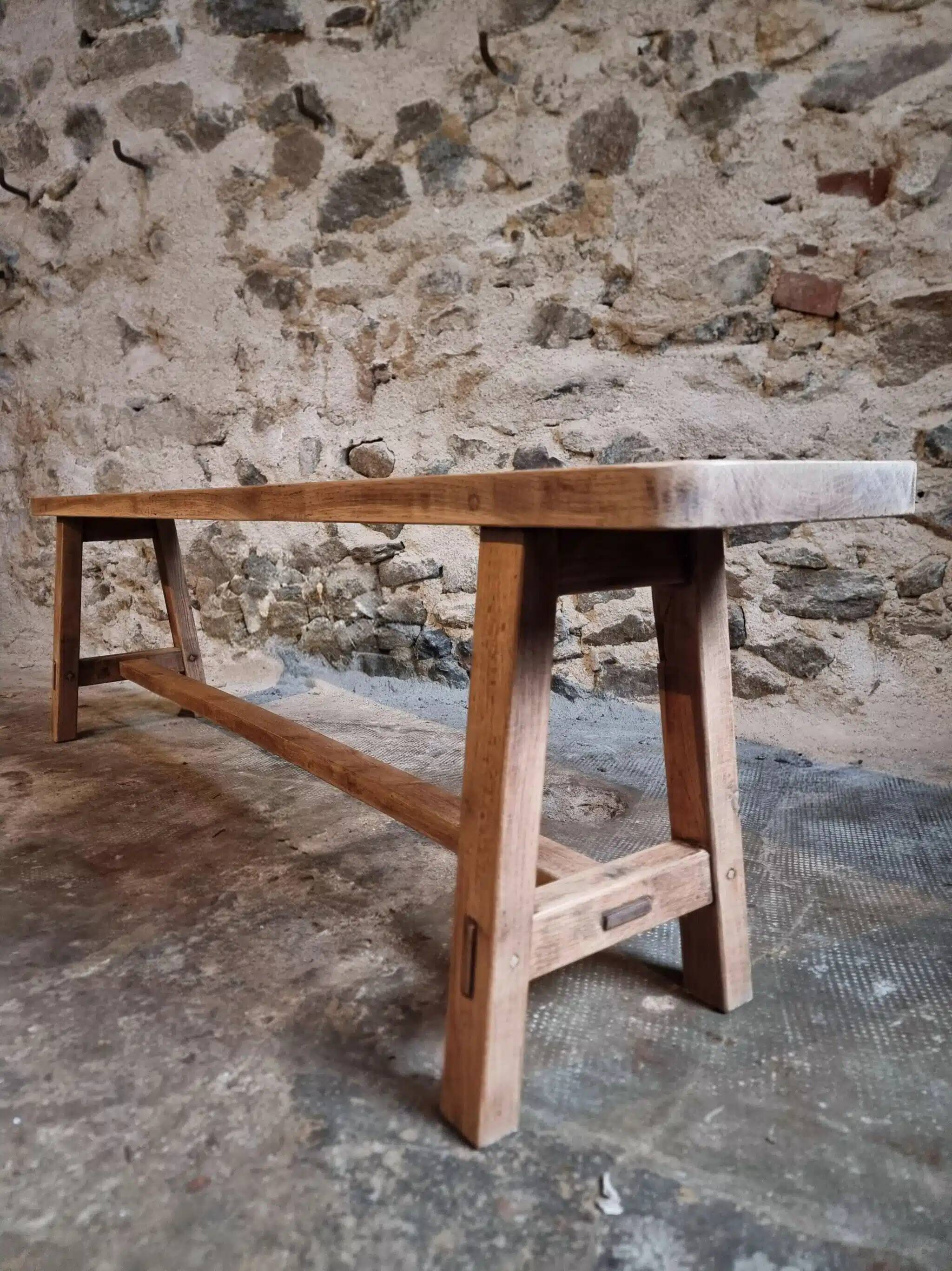 Vintage oak bench, French, 1960s