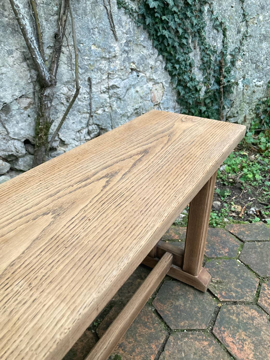 Pair of antique solid oak benches