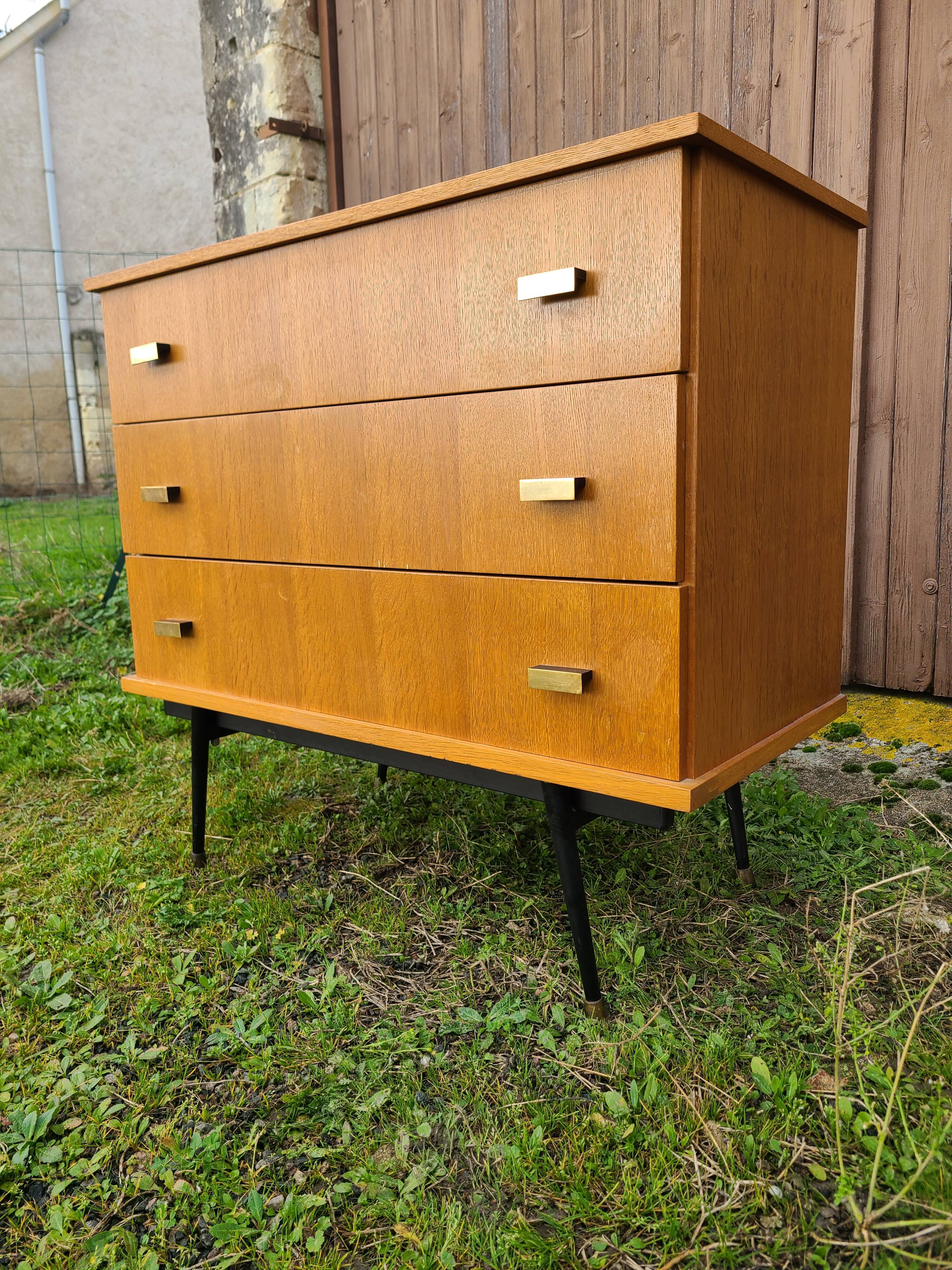 Vintage chest of drawers feet compass gilded brass