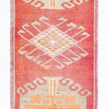 3x11 Tile Red Turkish Runner, Handmade Wool Runner Rug, 96x337Cm