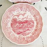 2 Italian English porcelain dinner plates: Swiss Landscape