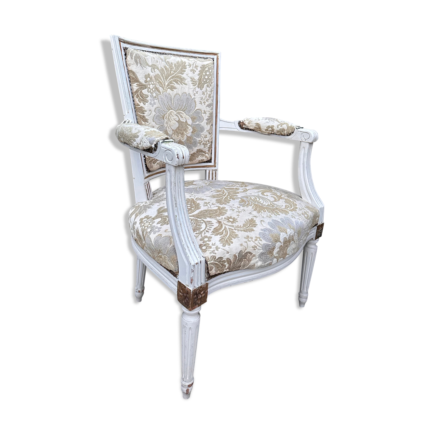 Louis XVI style armchair lacquered white