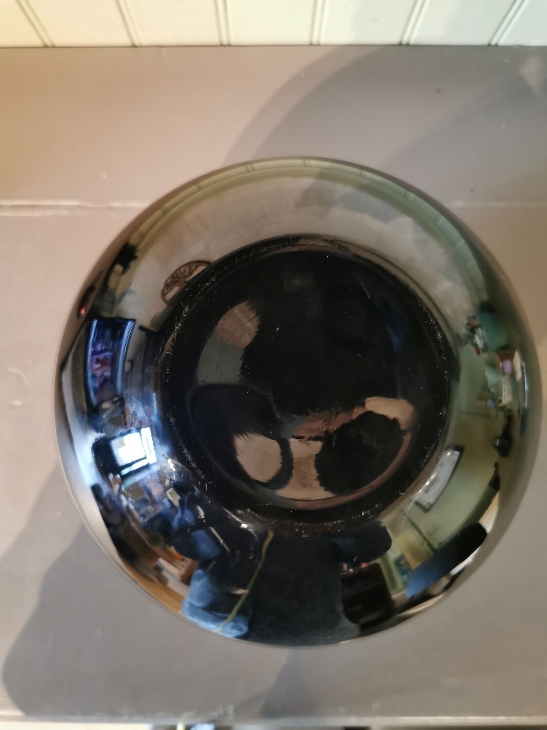 Art deco ball vase in black glass