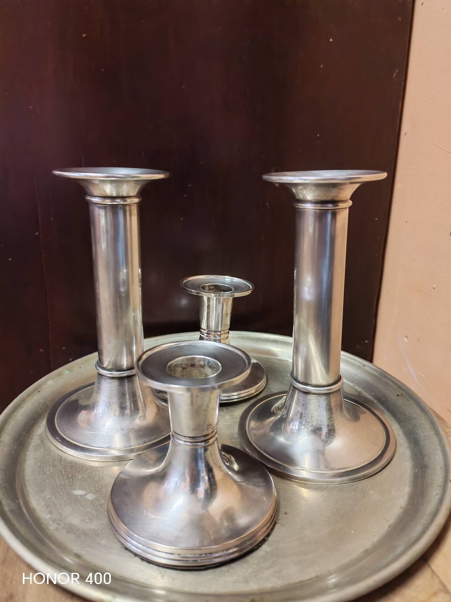 Set of 4 candlesticks "Luise" by Günther Lambert silver-plated metal