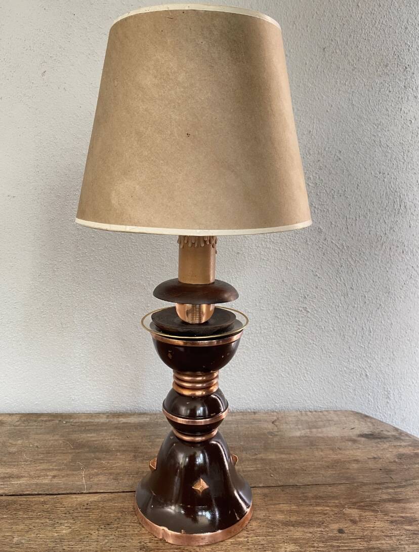 Lampe russe et abat-jour papier, 1960