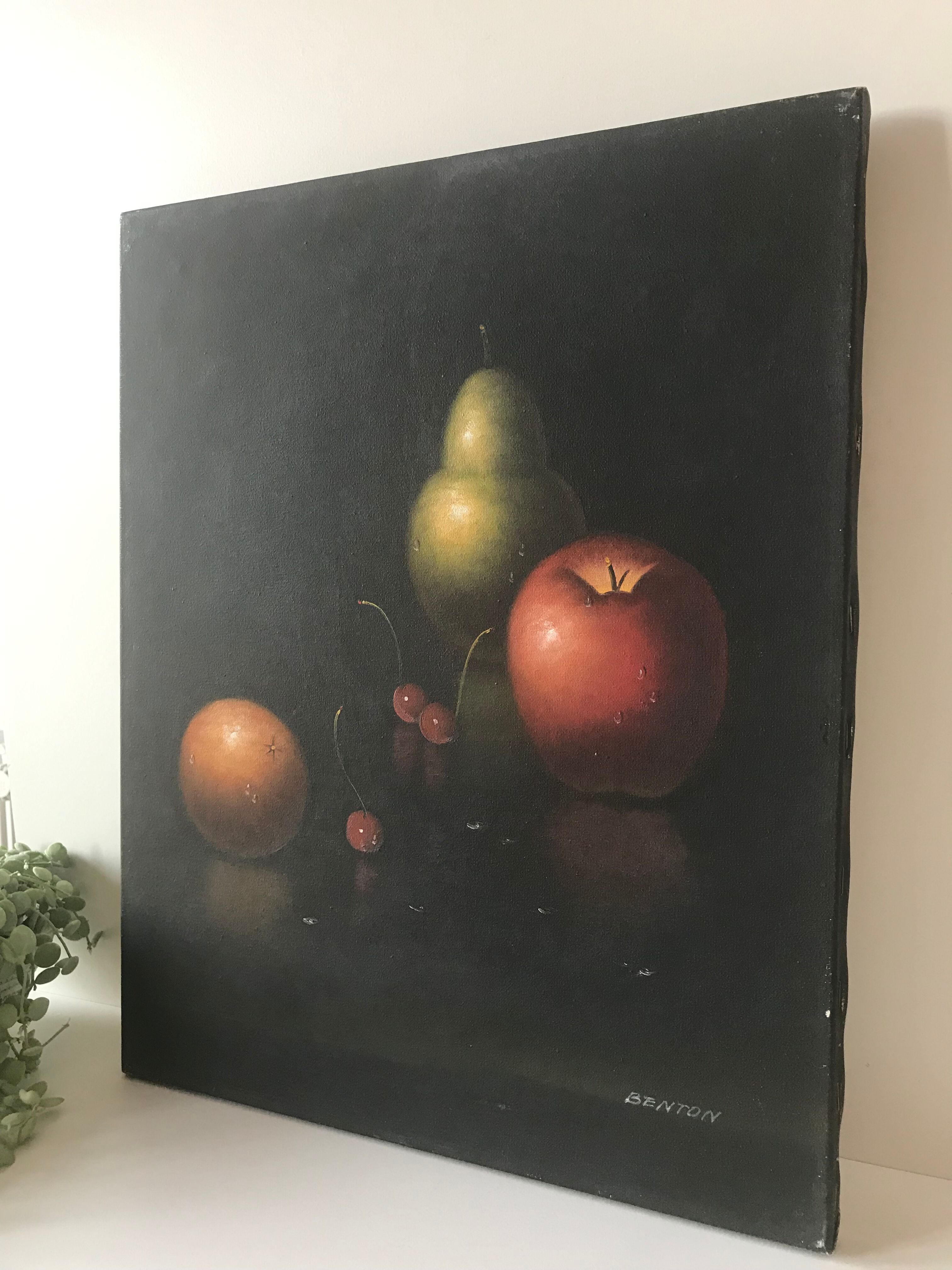 Still life fruit on black background