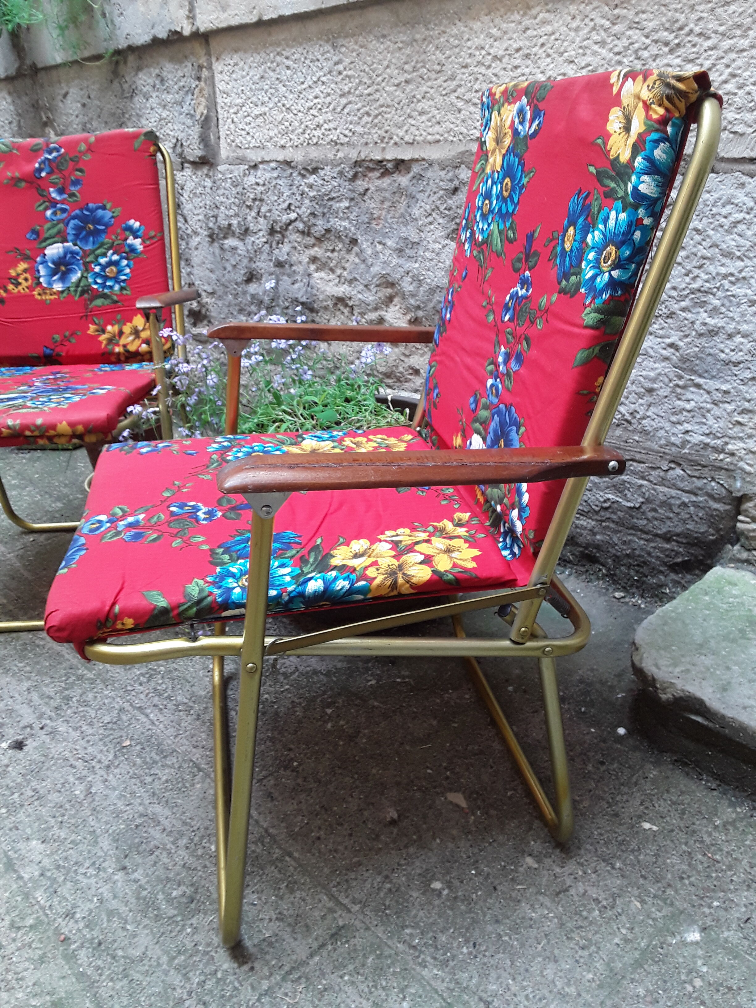 2 fauetuils de camping vintage années 60