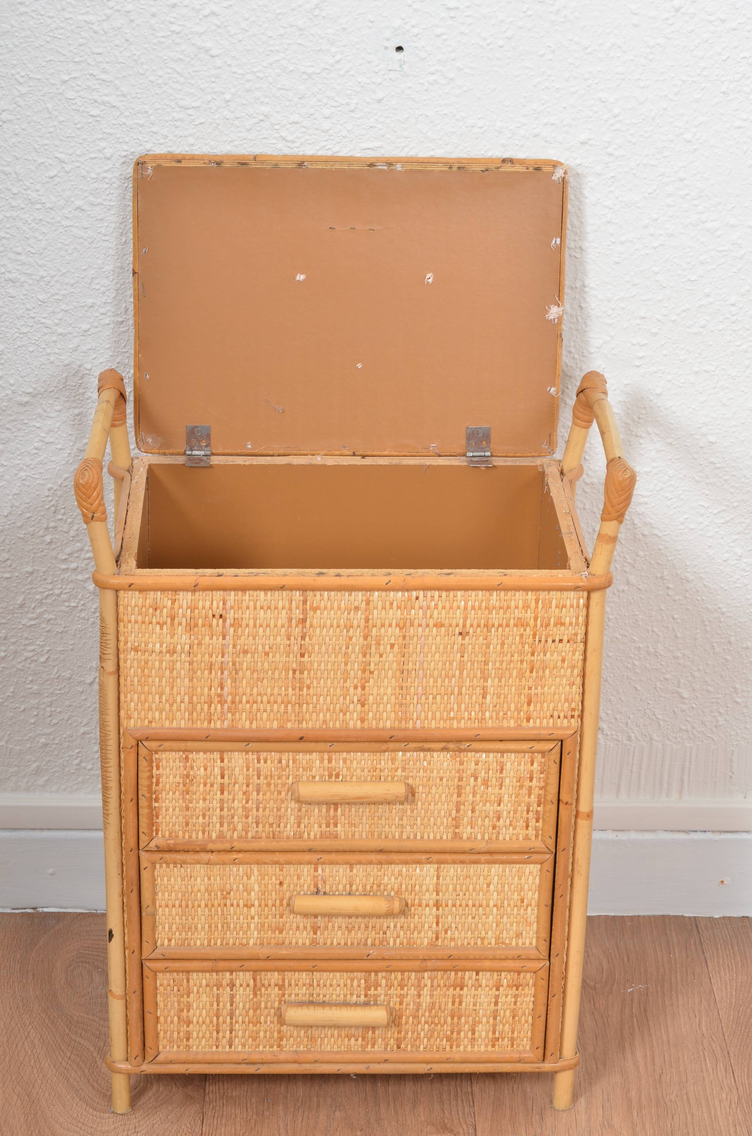 Small rattan chest of drawers