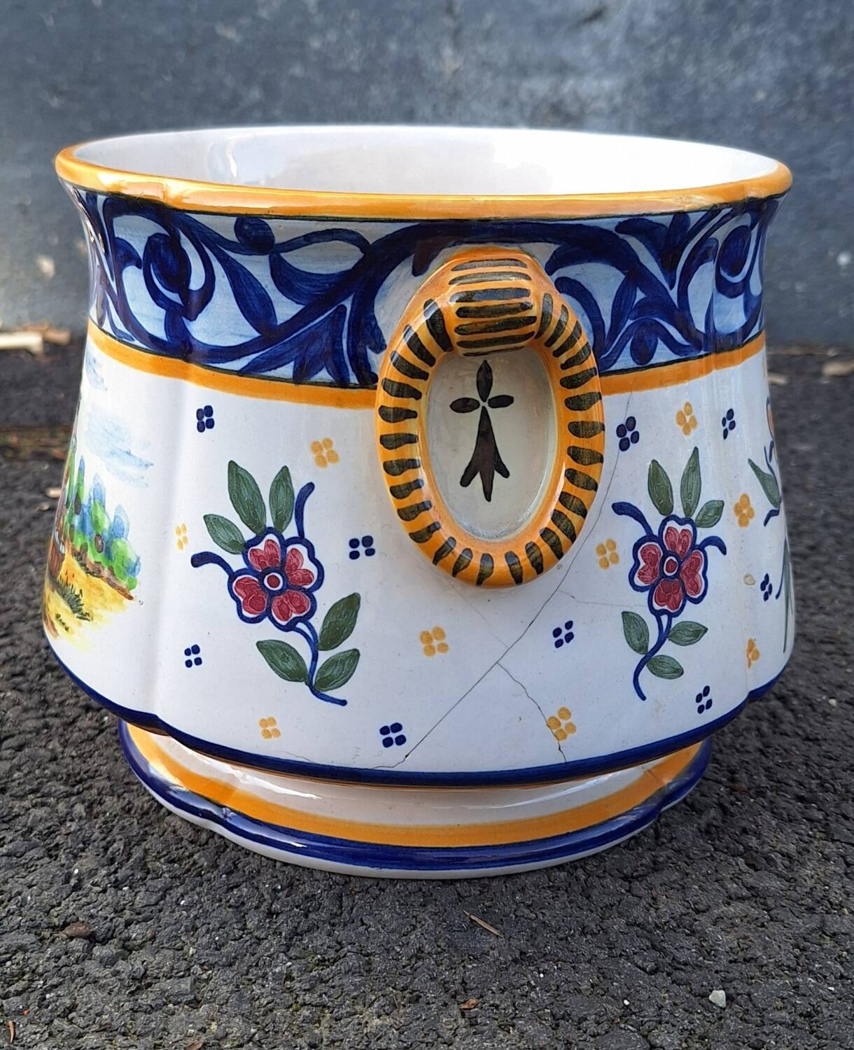 HB Quimper ceramic flowerpot