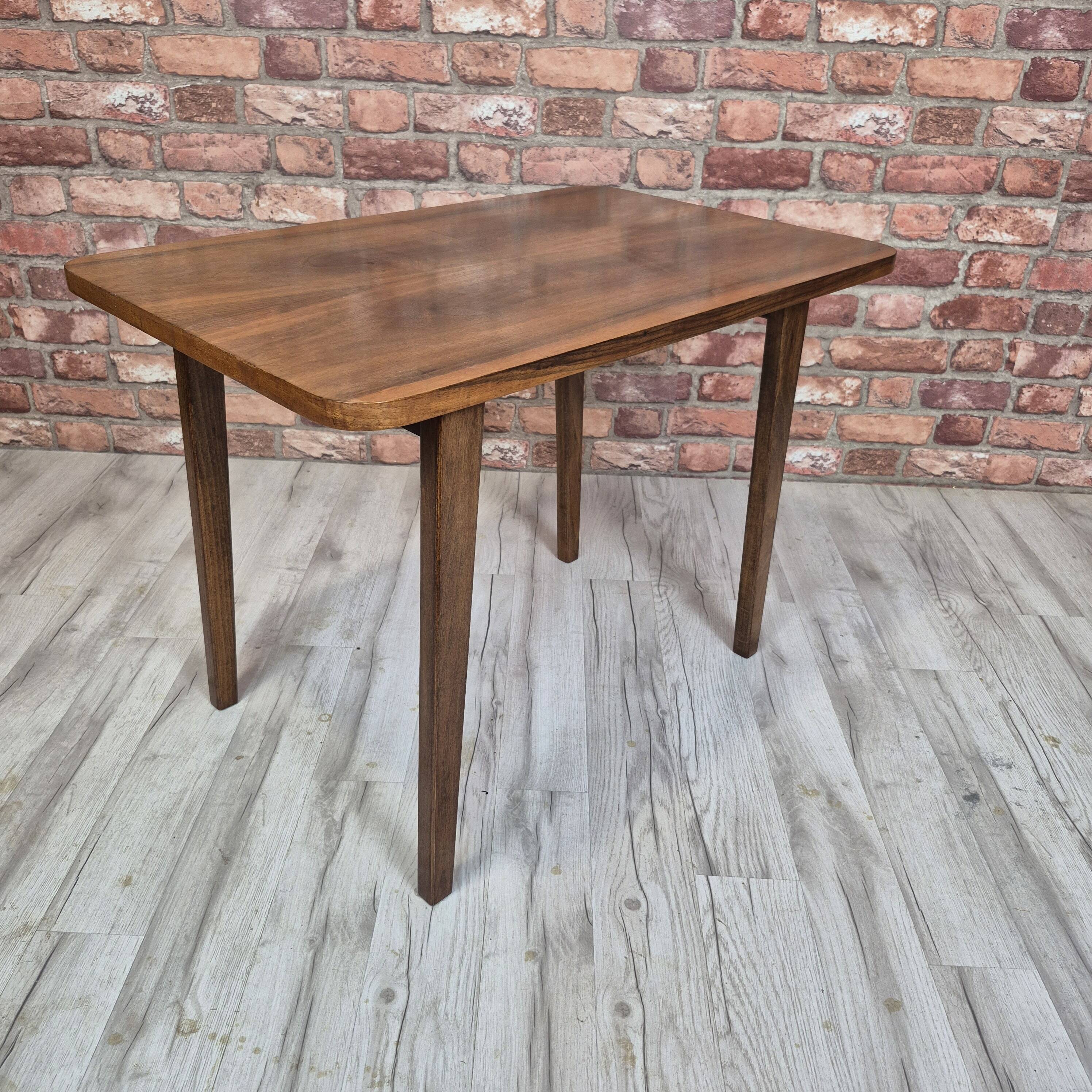 Smart 1960s Folding Coffee Table – Polish Mid-Century Modern – Restored Wal