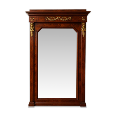 Miroir au mercure de style Empire en acajou et bronzes dorés