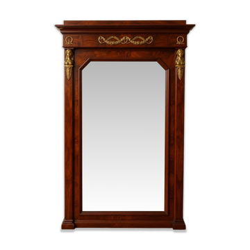 Large Empire-style mahogany mirror – Mercury-gilded bronzes –
