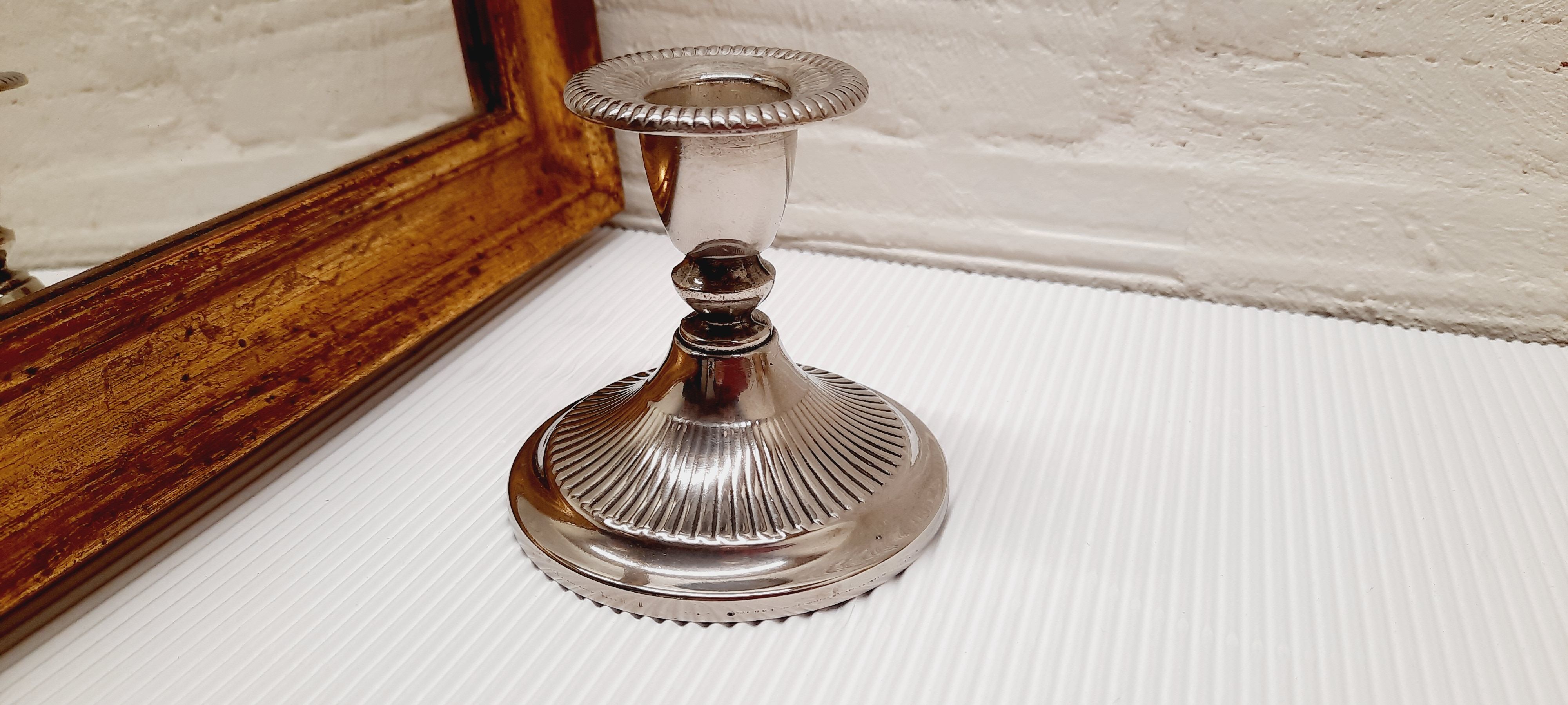 Silver metal candle holder