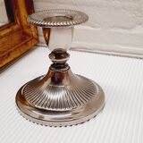 Silver metal candle holder
