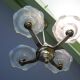 Art Deco chandelier, 4 arms of light, opalescent Ezan glasses