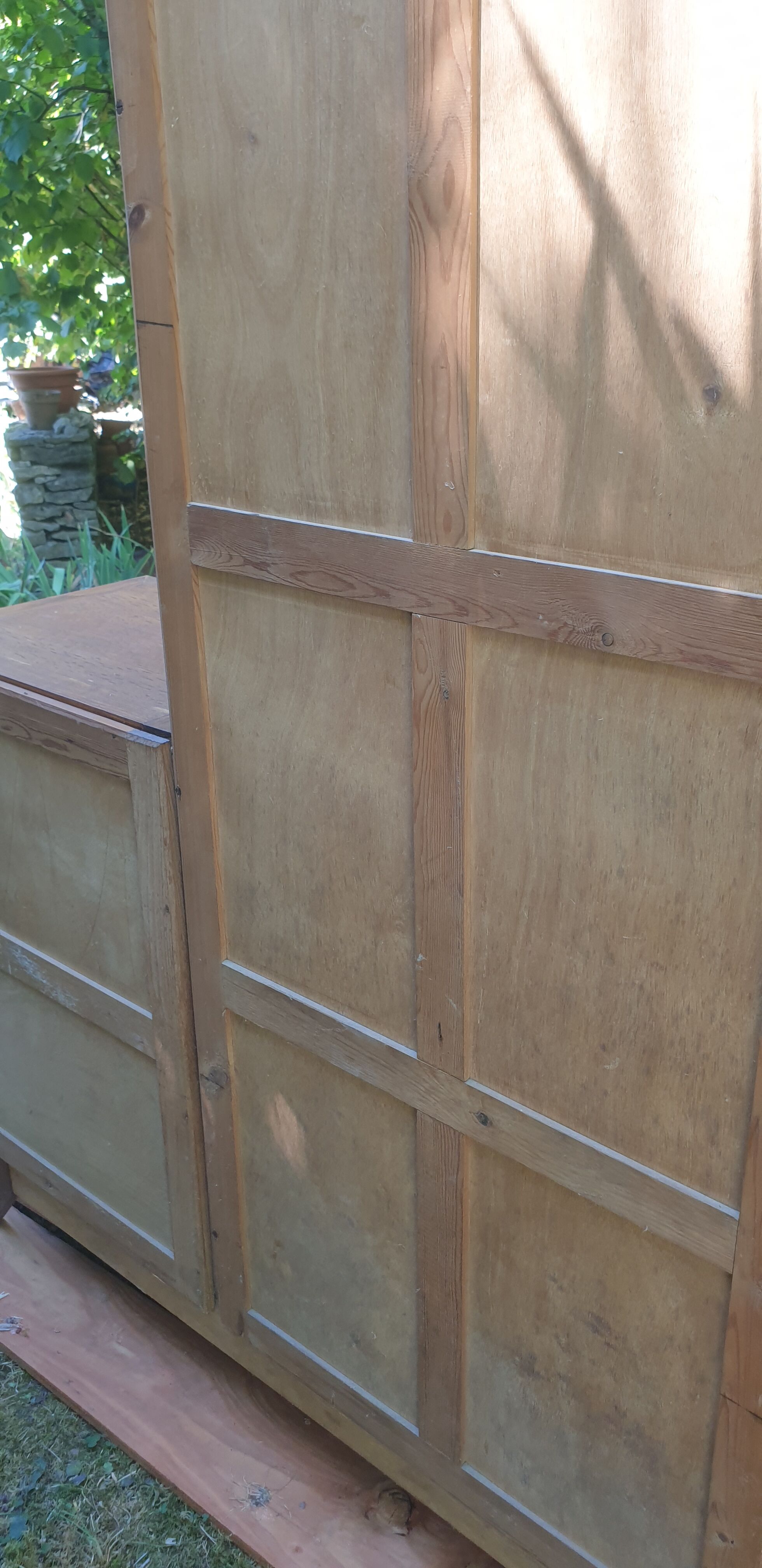 Asymmetrical oak cabinet