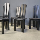 Post modern wooden dining chairs, 1980s - set of 6