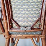 Vintage Gaty bar stools in two-tone rattan and cane.
