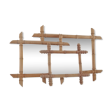 Set of vintage wood mirrors bamboo effect