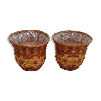 Wicker pot duo