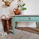 Table basse de ferme en bois piétement vert