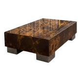Table Basse Vintage Guy Lefèvre - Laque Écaille & Métal (Années 70)