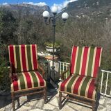 Pair of Louis XIII style walnut armchairs, 19th century