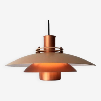 Pendant light in copper and beige layers, Denmark, 1960s.