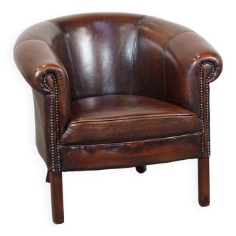 Fauteuil club en cuir de mouton de style anglais