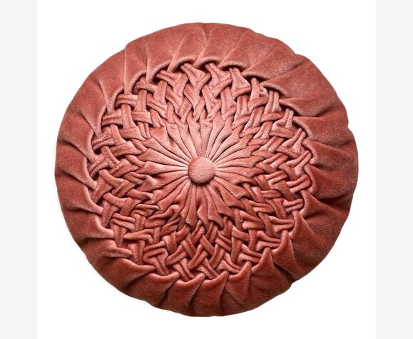 Coussin rond velours plissé vintage