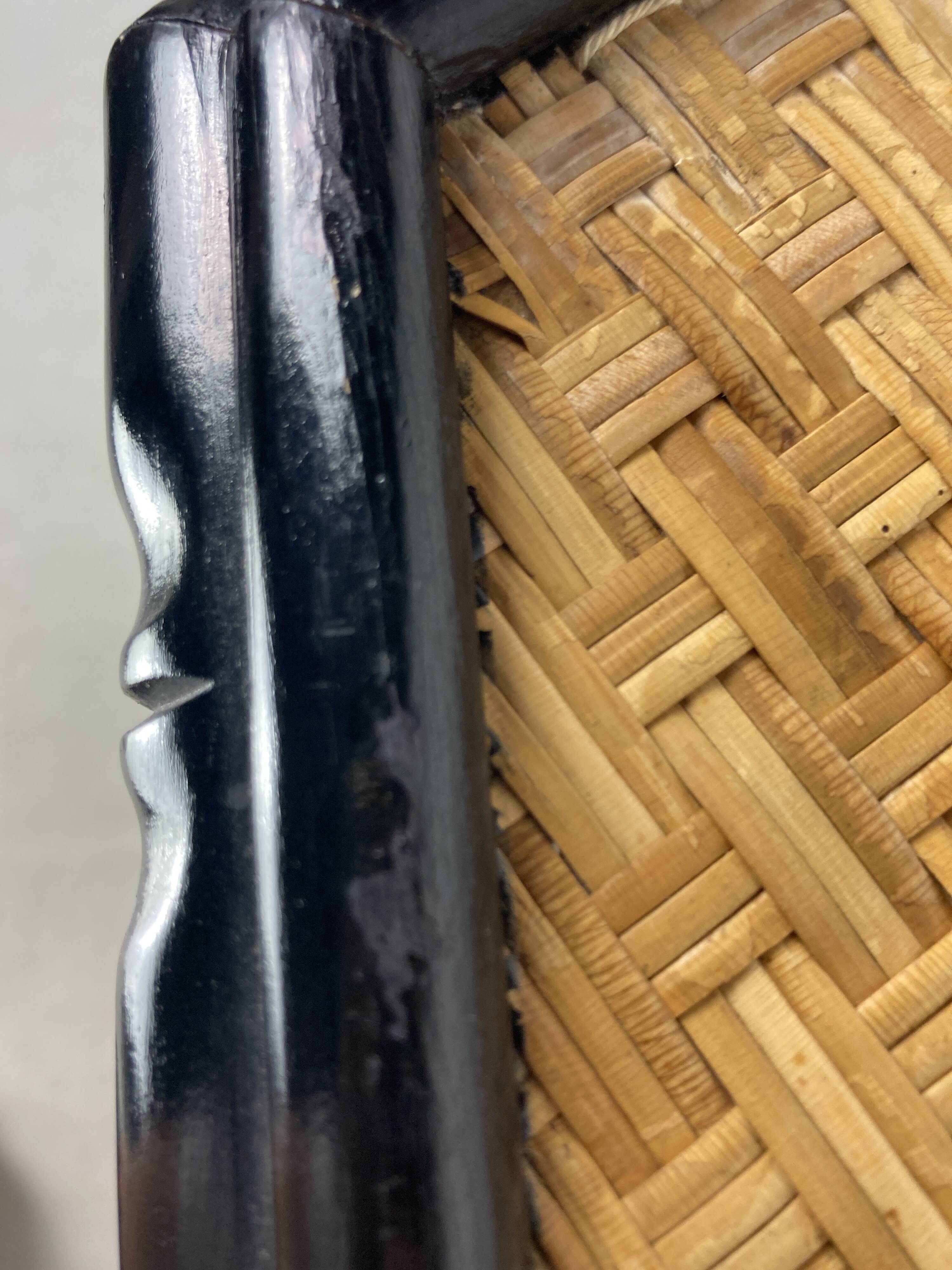 Coastal palm regency rattan bamboo side table or dining table base, France, 1970s