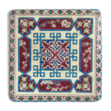 Longwy enamel trivet with geometric patterns, late 19th century