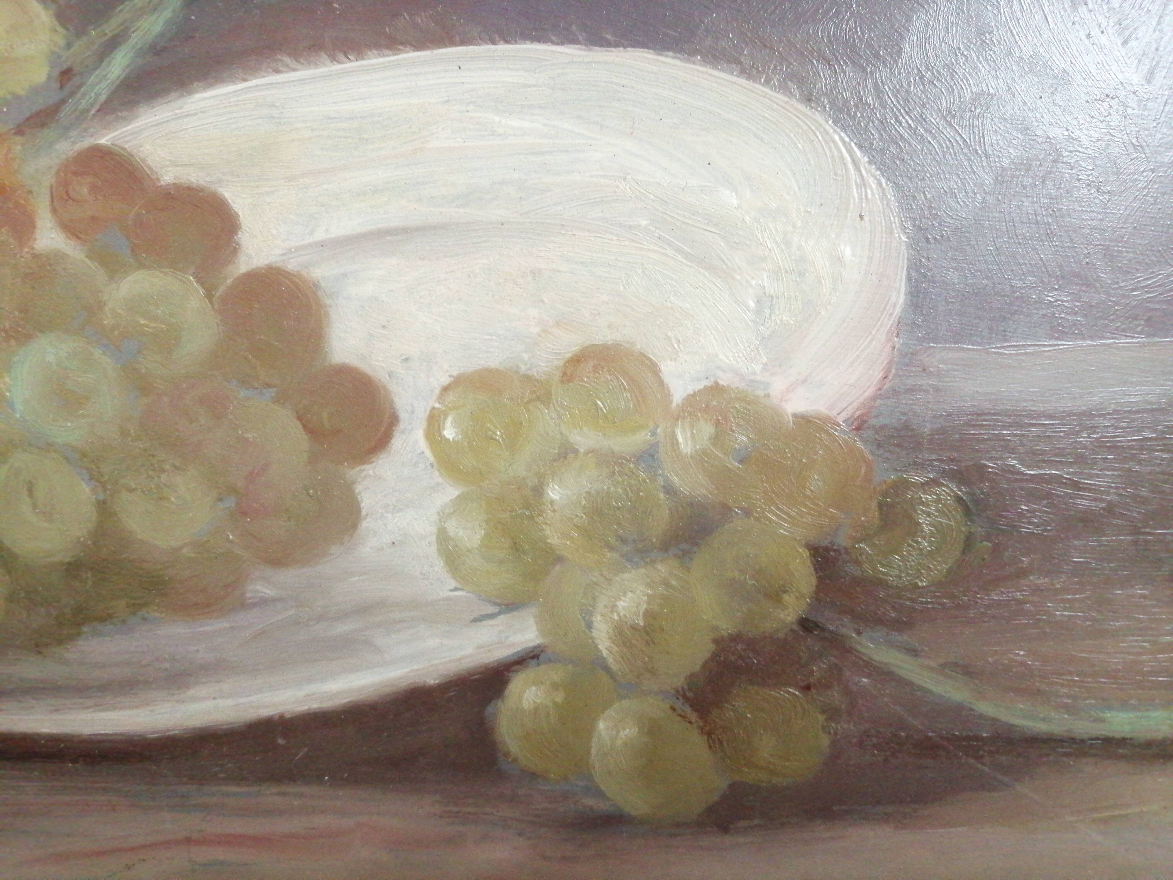 Pair of oil paintings with grapes