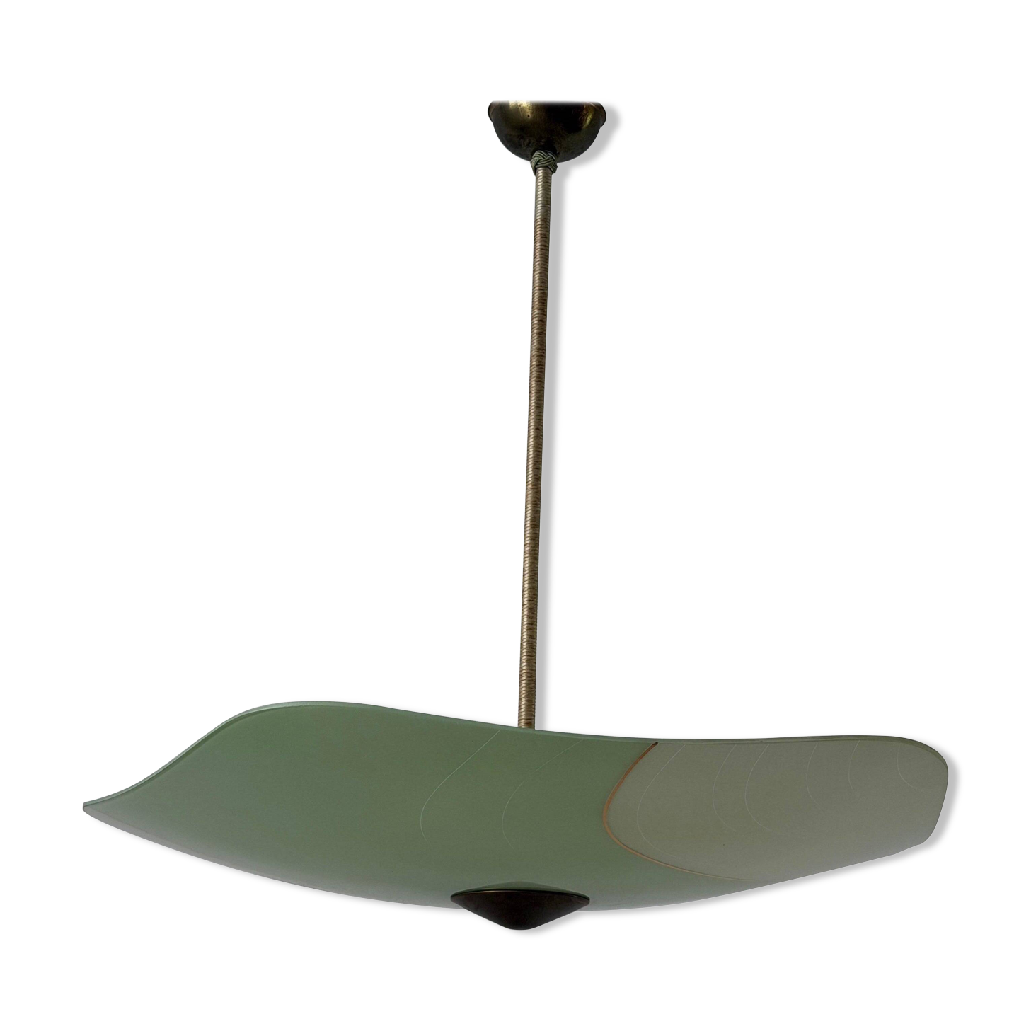 Art Deco pentagonal green glass ceiling light, 1940s, Germany
