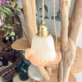Vintage pink glass paste tulip lamp
