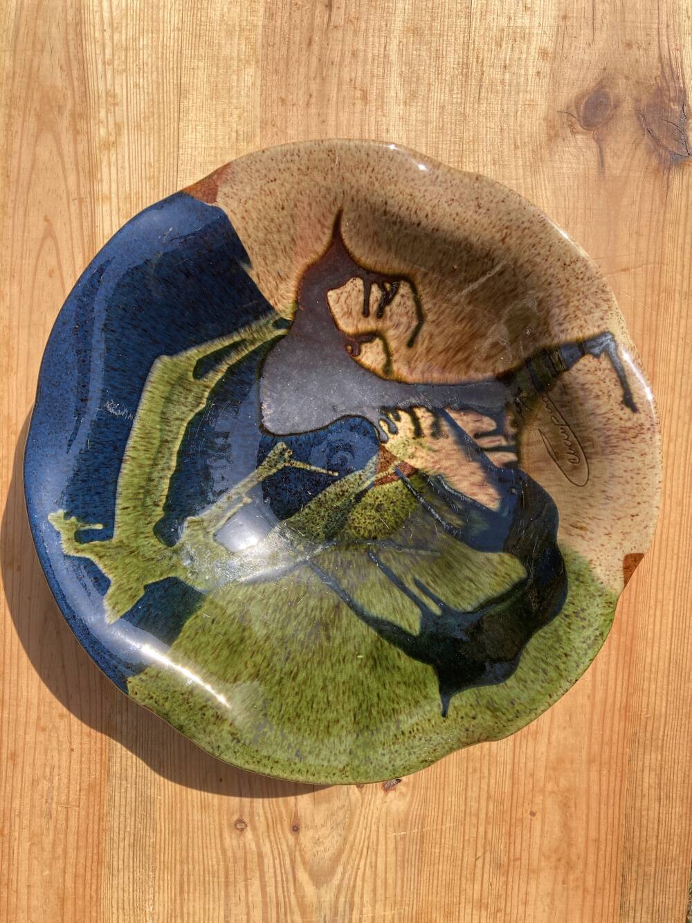 Ceramic dish signed Cerampuo