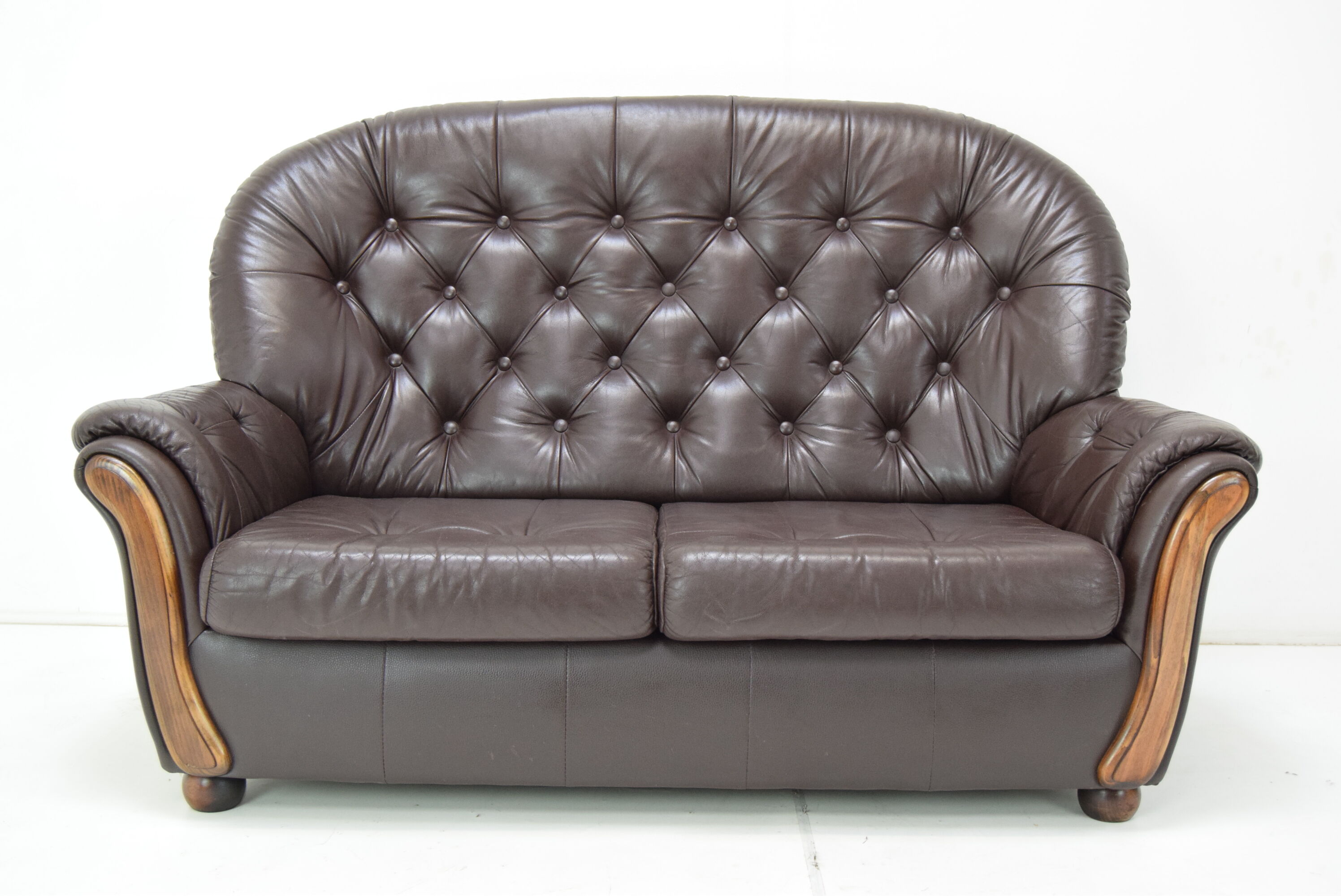 Mid-century Leatherette Two Seat Sofa,1990's.