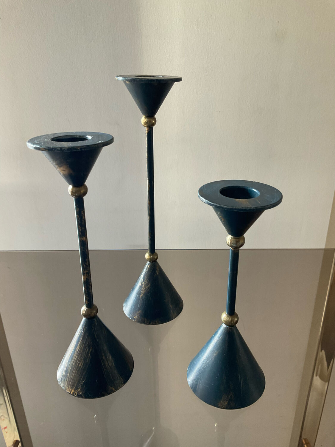 Trio of vintage candle holders from the 70s-80s