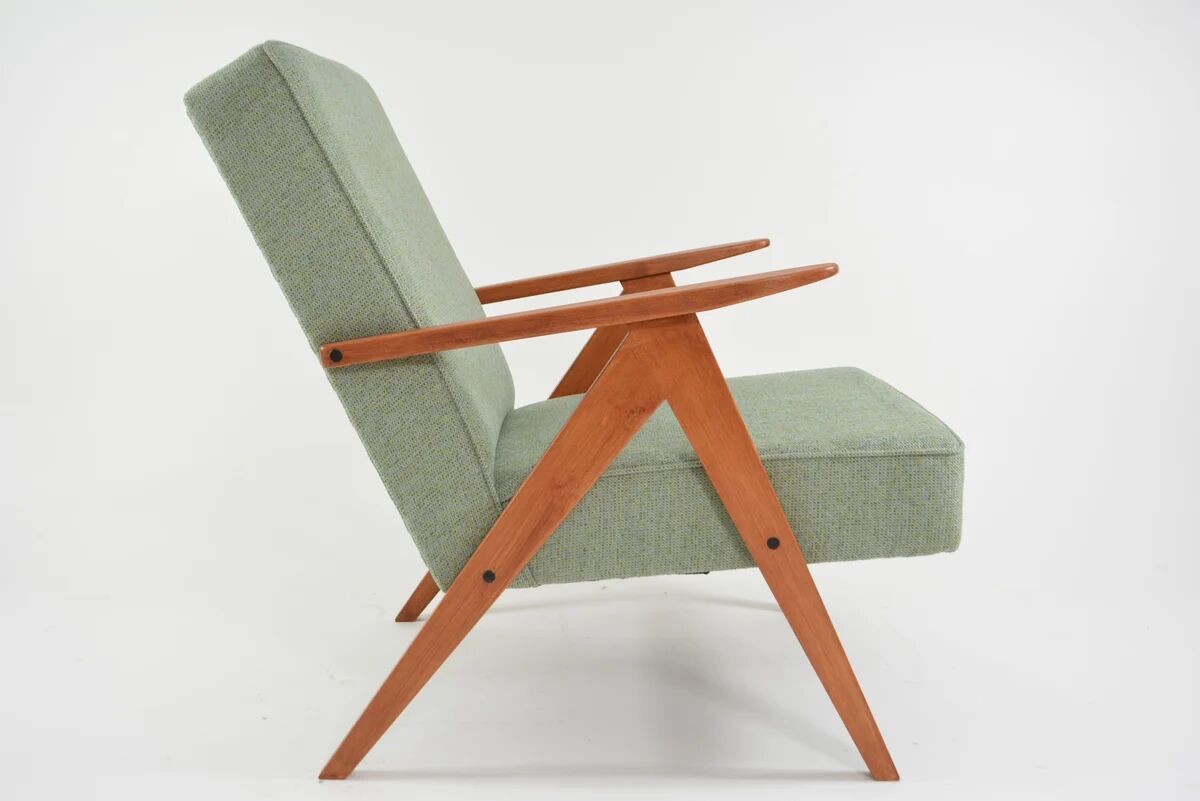 KOMPAS armchairs in light green mottled fabric
